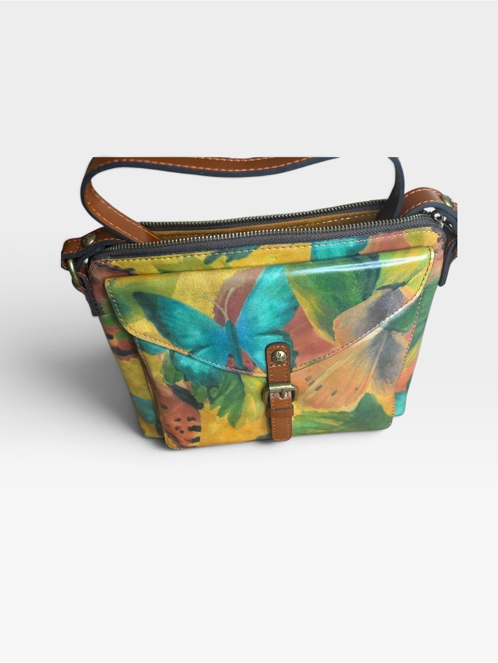 Patricia Nash Watercolor Butterfly Collection Multicolor Crossbody Bag